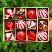 Н-р елочн.украш.LN28-E33-3 5см 12шт.Шары красн./72/