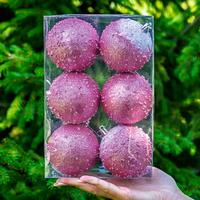 Шар JY8800624S150-4 6шт.8см с бисер.роз./64/