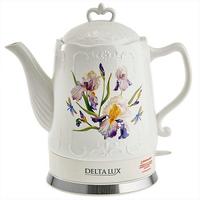 Чайник DELTA LUX DE-1012 корп.из фарф."Ирисы" 1,5л 1500Вт /6/