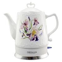 Чайник DELTA LUX DE-1021 корп.из фарф."Ирисы" 1,5л 1500Вт черн./6/