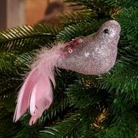 Прищепка на елку А1401РК 3шт.22см Птичка розов.