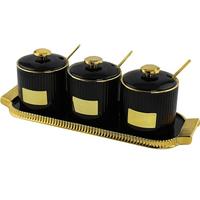 Н-р банок 3шт 300мл с ложк.на подст.черн.п/уп.106-219 /12/