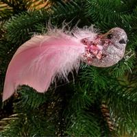 Прищепка на елку А1406РК 3шт.12см Птичка розов.