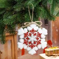 Подвеска Х26113 Снежинка 15см бел.,пушист./320/