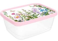 Контейнер д/прод.прям.0,85л с декор."Цветущий луг" (св.-роз.) 223110907/01 /20/