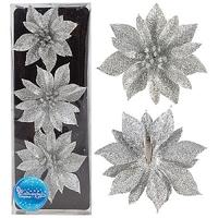 Украш.декор."Цветок" серебро 3шт 007938 /24/