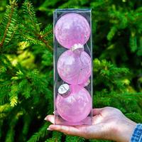 Шар YWJ-5017 3шт.8см Морозный узор роз./98/