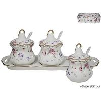 Н-р банок 3шт 200мл ФЛОРЕНС с ложк.на подст.фарфор п/уп 105-474 /16/