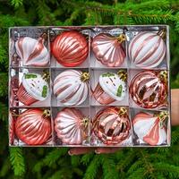 Н-р елочн.украш.LN36-К-7 5см 12шт.Шары розов.золото