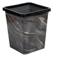 Ведро д/мусора с фиксат.14л квадр.с дек."Черный мрамор" 941457 /12/