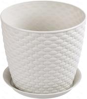 Кашпо РОТАНГ D180мм 3л с под.Белый ротанг М3082 /24/