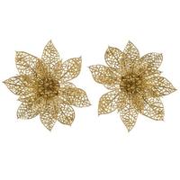 Украш.декор."Цветы" 2шт.зол.110236 /20/