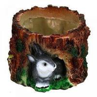 Кашпо "Заяц в пне" 55