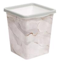 Ведро д/мусора с фиксат.8,5л квадр.с дек."Белый мрамор" 940856 /16/