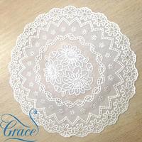 Салфетка Grace Лейс 30*30 LO-0902PU Белый перламутр круг /12/