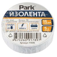 Изолента PARK ПВХ 15мм*5м бел.111696 /20/