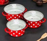 Набор 3пр.Белый горох-1-Люкс красный(1,9+2,5+3,7л)