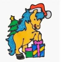 Наклейка на стекло А100 Лошадка с голуб.гривой 15*20см /12/