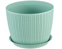 Кашпо Вязание d155см с подст.1,9л М3120 Белый ротанг /20/